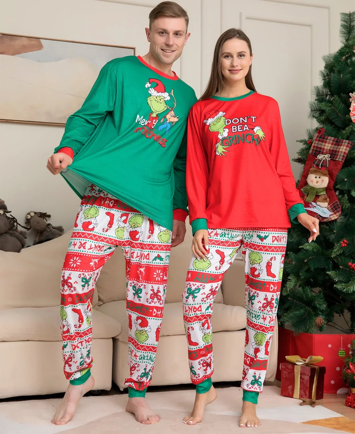 Monster Print Christmas Pajama Set