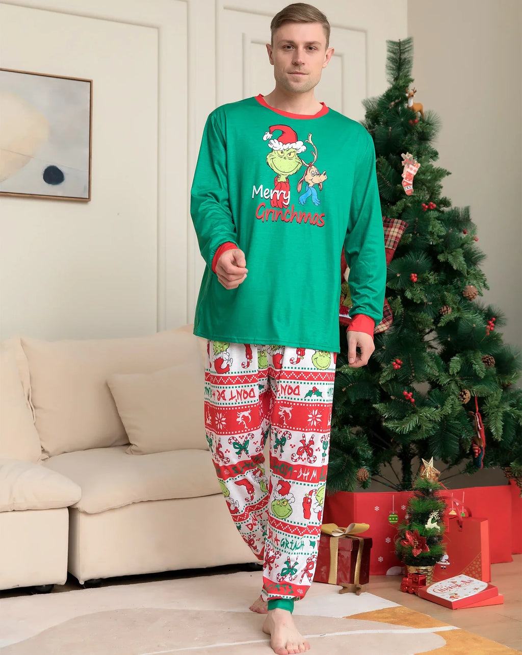 Monster Print Christmas Pajama Set