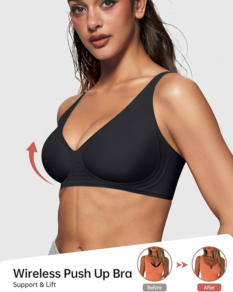 🔥Seamless Deep V Push-Up Wireless Jelly Bra