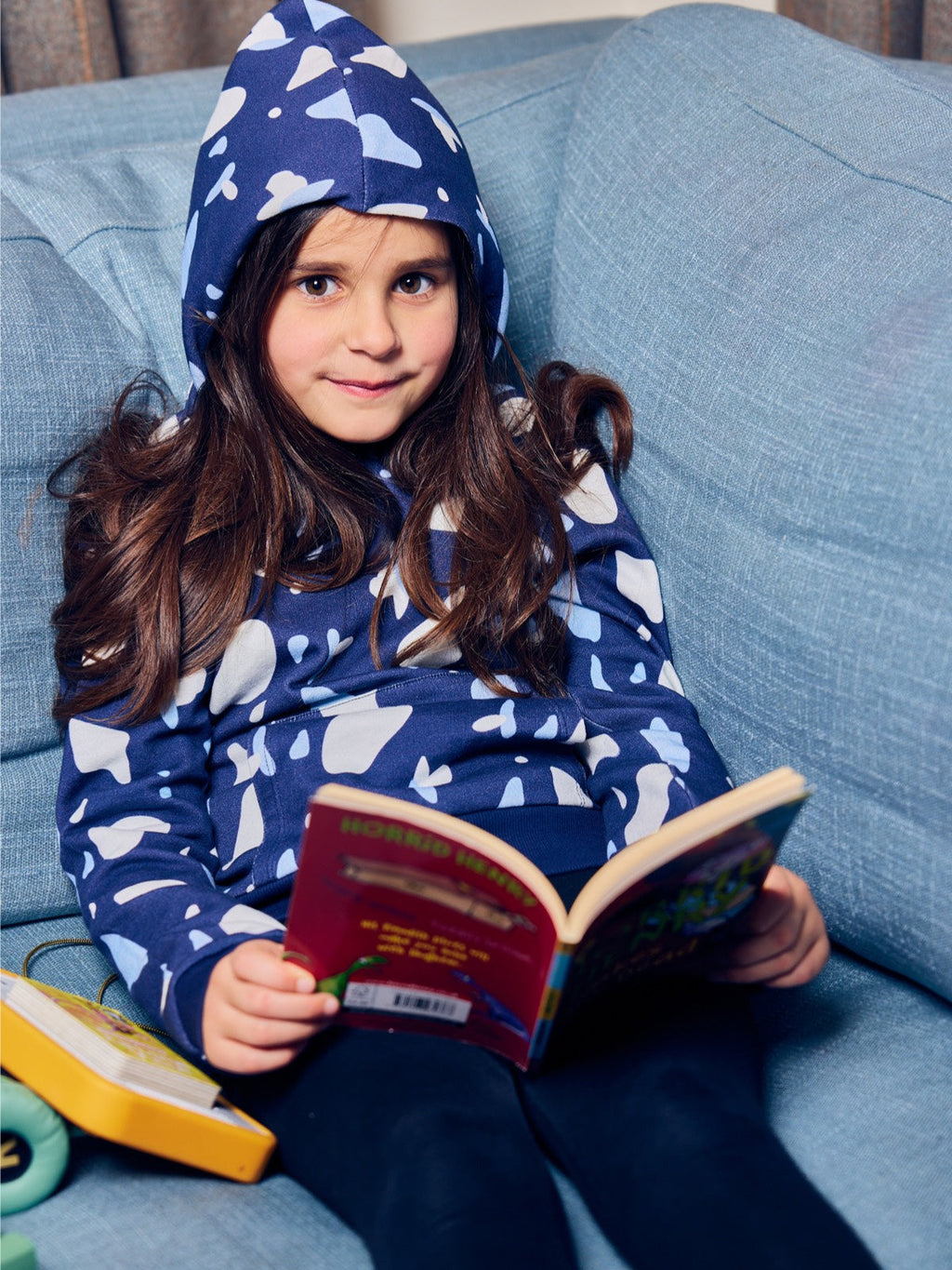 Seb - Kids Hoodie - Navy Terrazzo Print