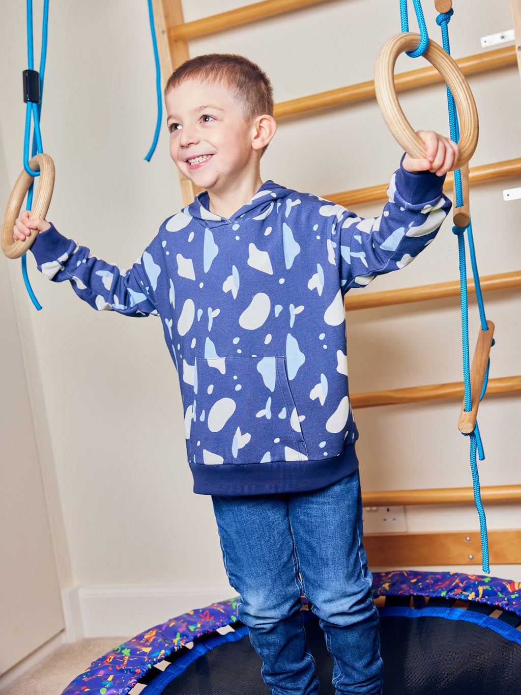 Seb - Kids Hoodie - Navy Terrazzo Print
