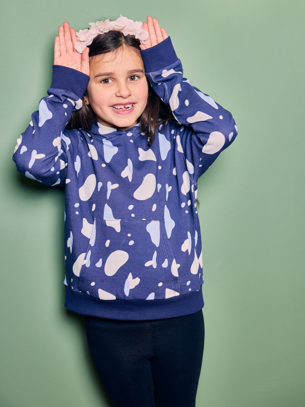 Seb - Kids Hoodie - Navy Terrazzo Print