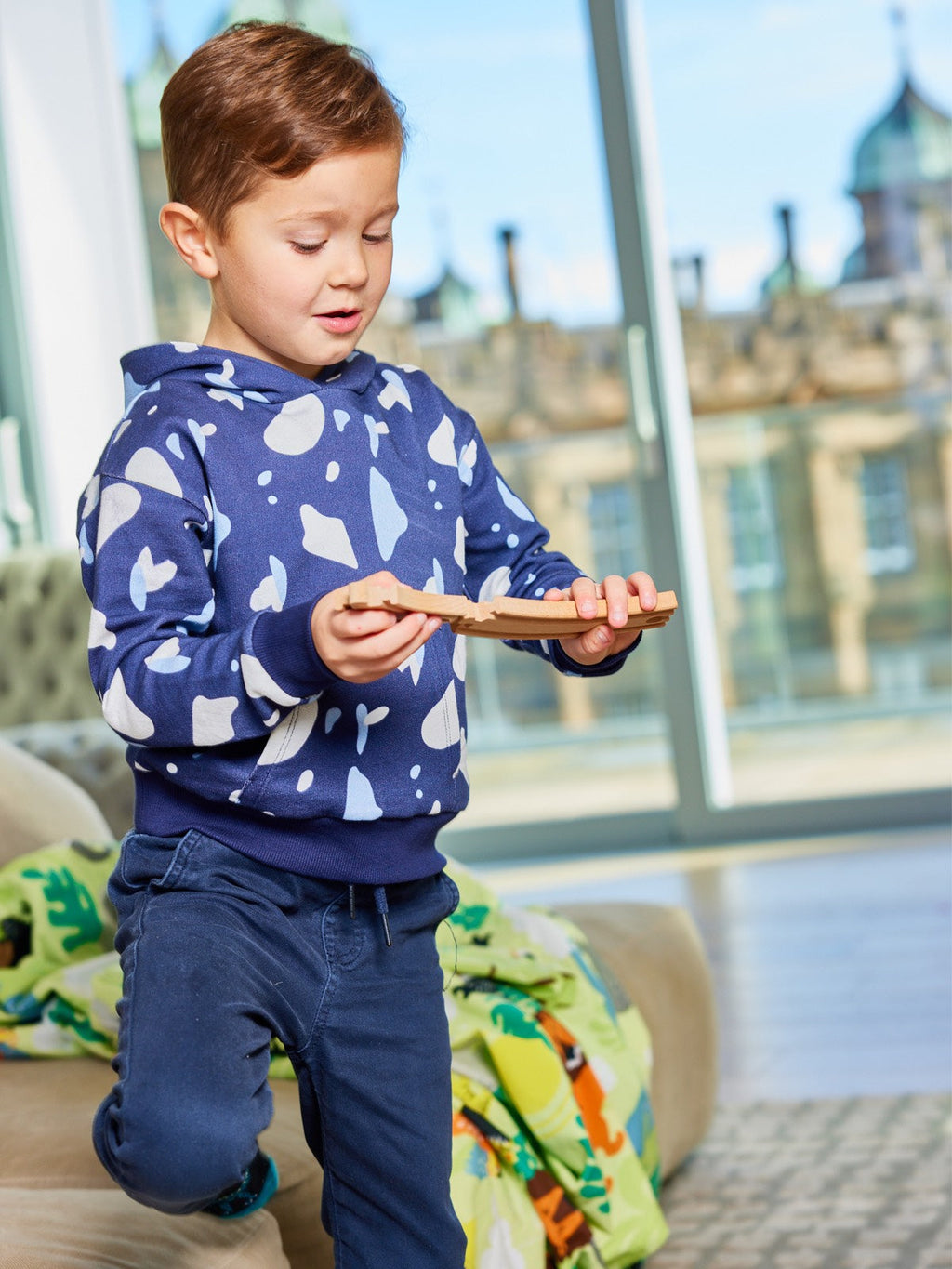 Seb - Kids Hoodie - Navy Terrazzo Print