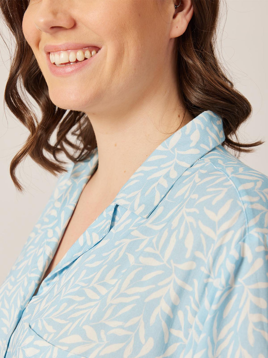 Sian - Pyjama Set - Blue Abstract Leaf Print