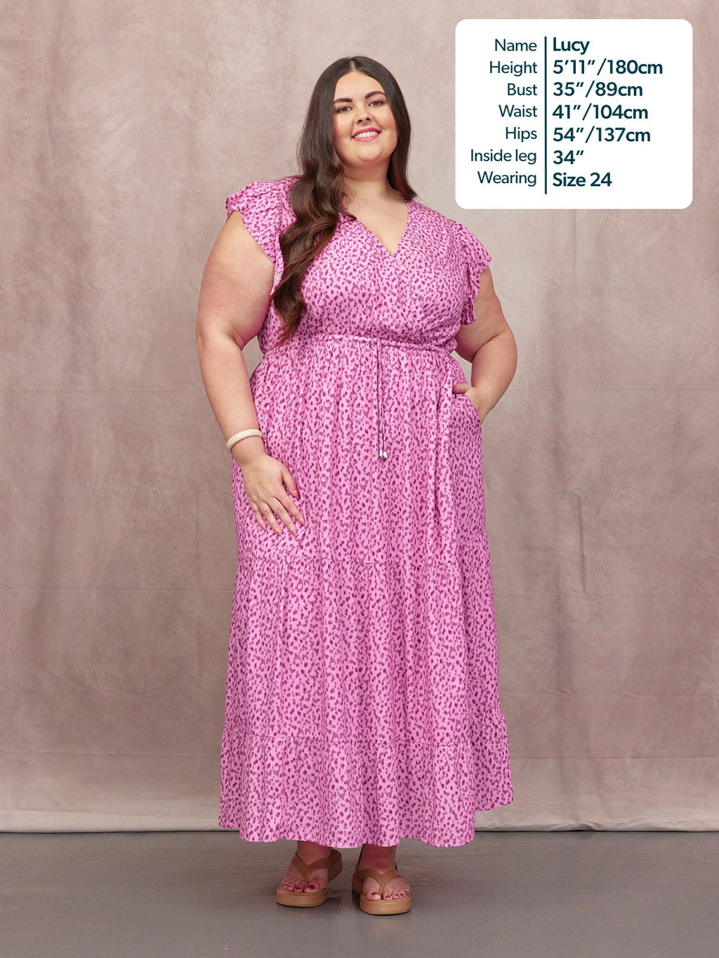 Susan Maxi Dress - Pink Dot Print