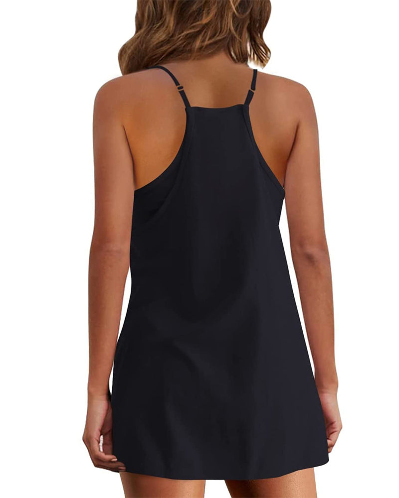 Casual 2-in-1 Romper Dress with Shorts Underneath
