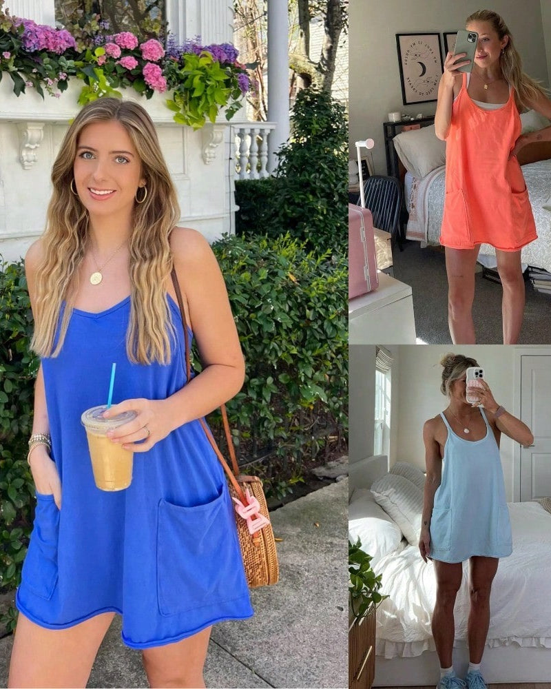 Casual 2-in-1 Romper Dress with Shorts Underneath