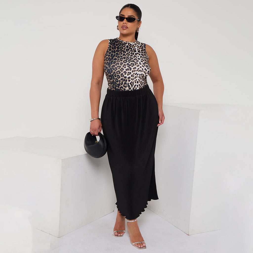 Classic Gradient Leopard Print Sleeveless Crew Neck Top