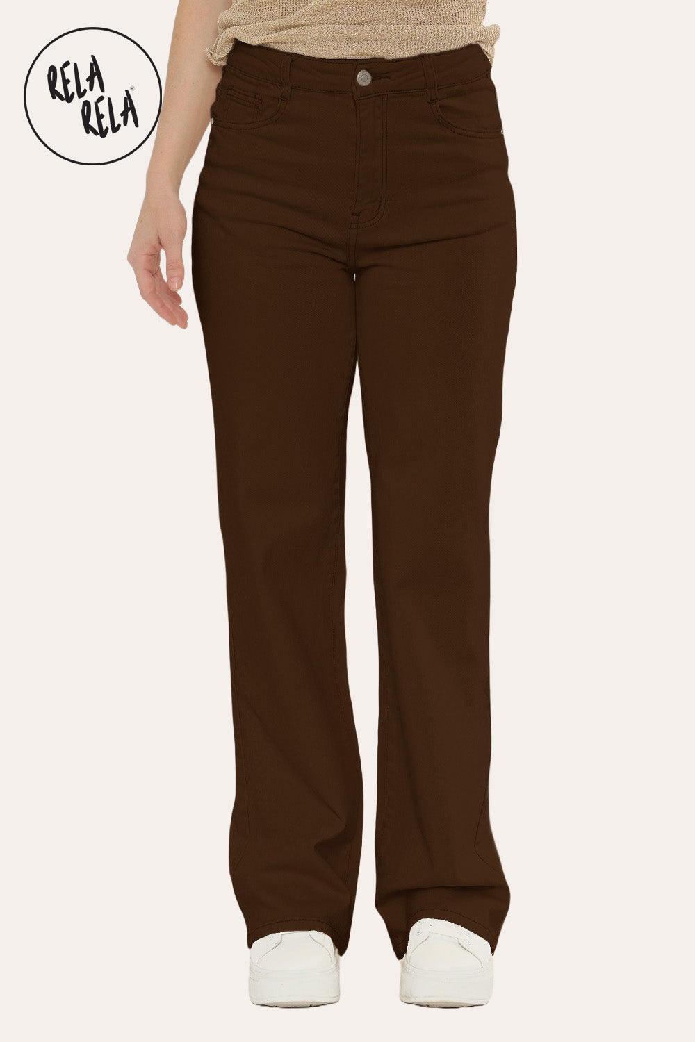 Viral Stretchy Straight Leg Jeans Soft Dad Fit in Chocolate