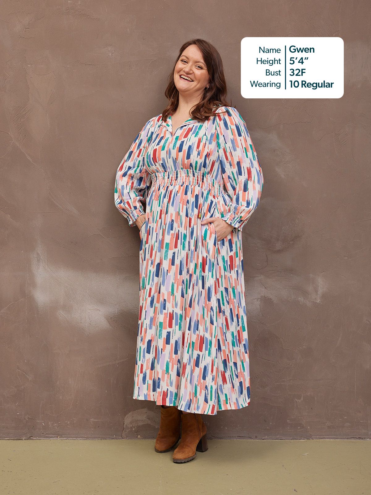 Vera Midi Dress - Brushstroke