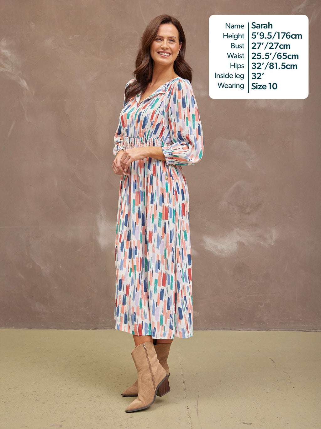 Vera Midi Dress - Brushstroke