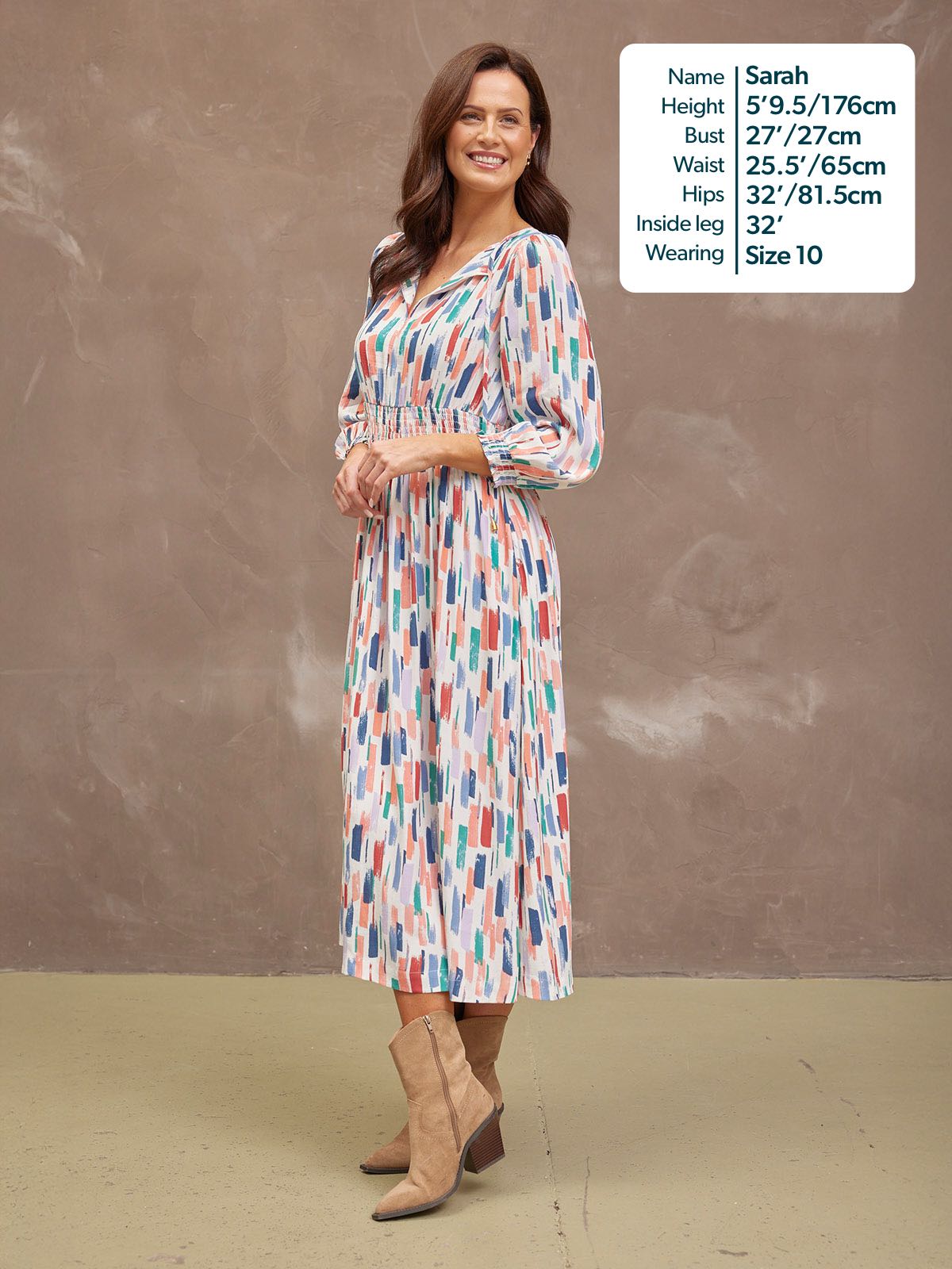 Vera Midi Dress - Brushstroke
