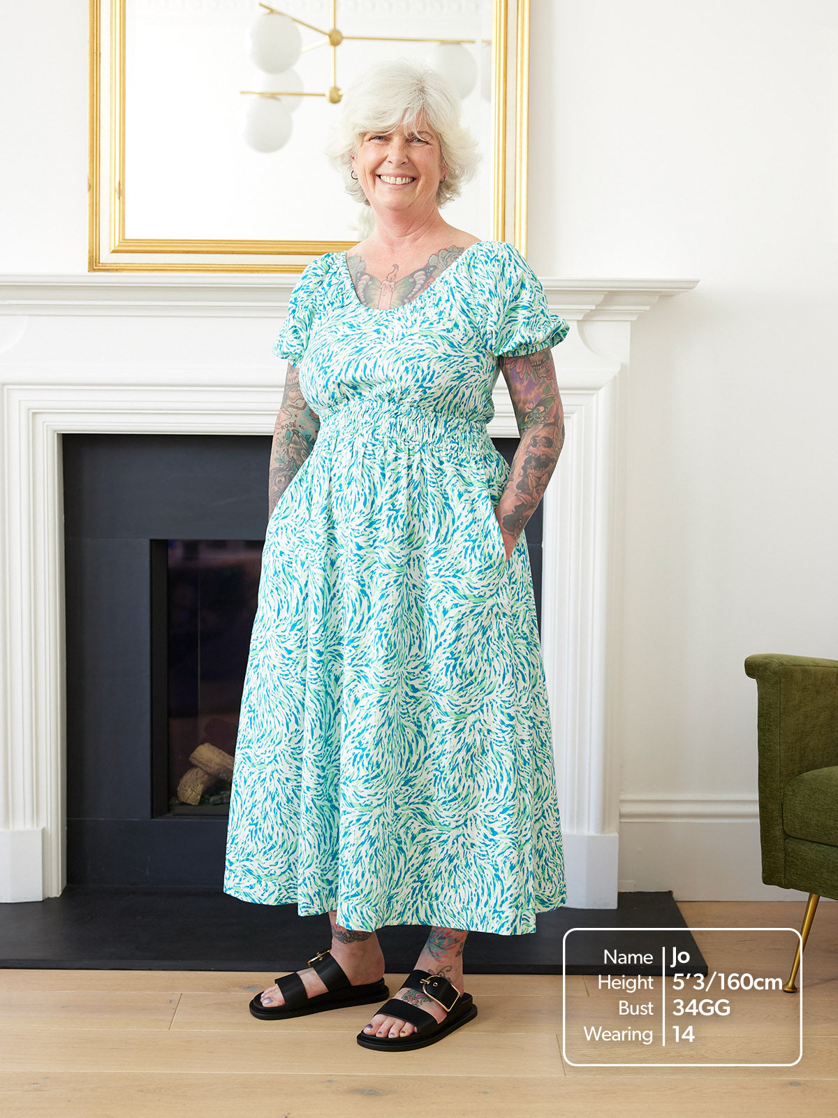 Vera Ditsy Blue Midi Dress