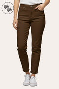 Petite Stretch Mom Jeans – Mid Rise in Chocolate