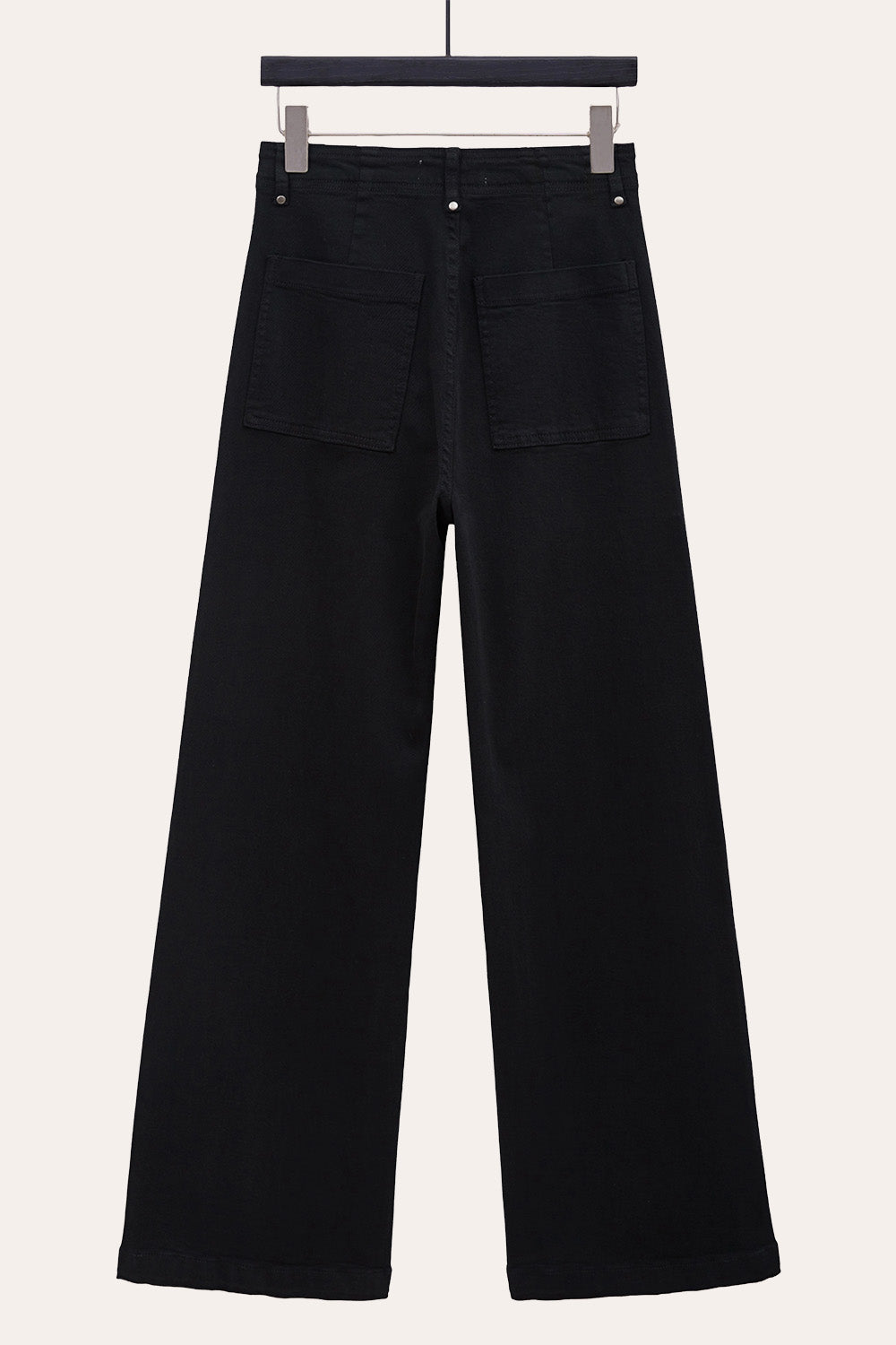 Pintuck Flare Jeans with Front Seam in Black