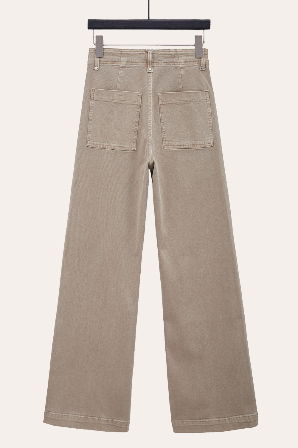 Pintuck Flare Jeans with Front Seam in Taupe