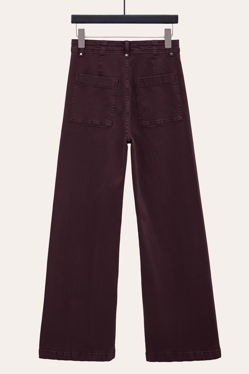 Pintuck Flare Jeans with Front Seam in Wine