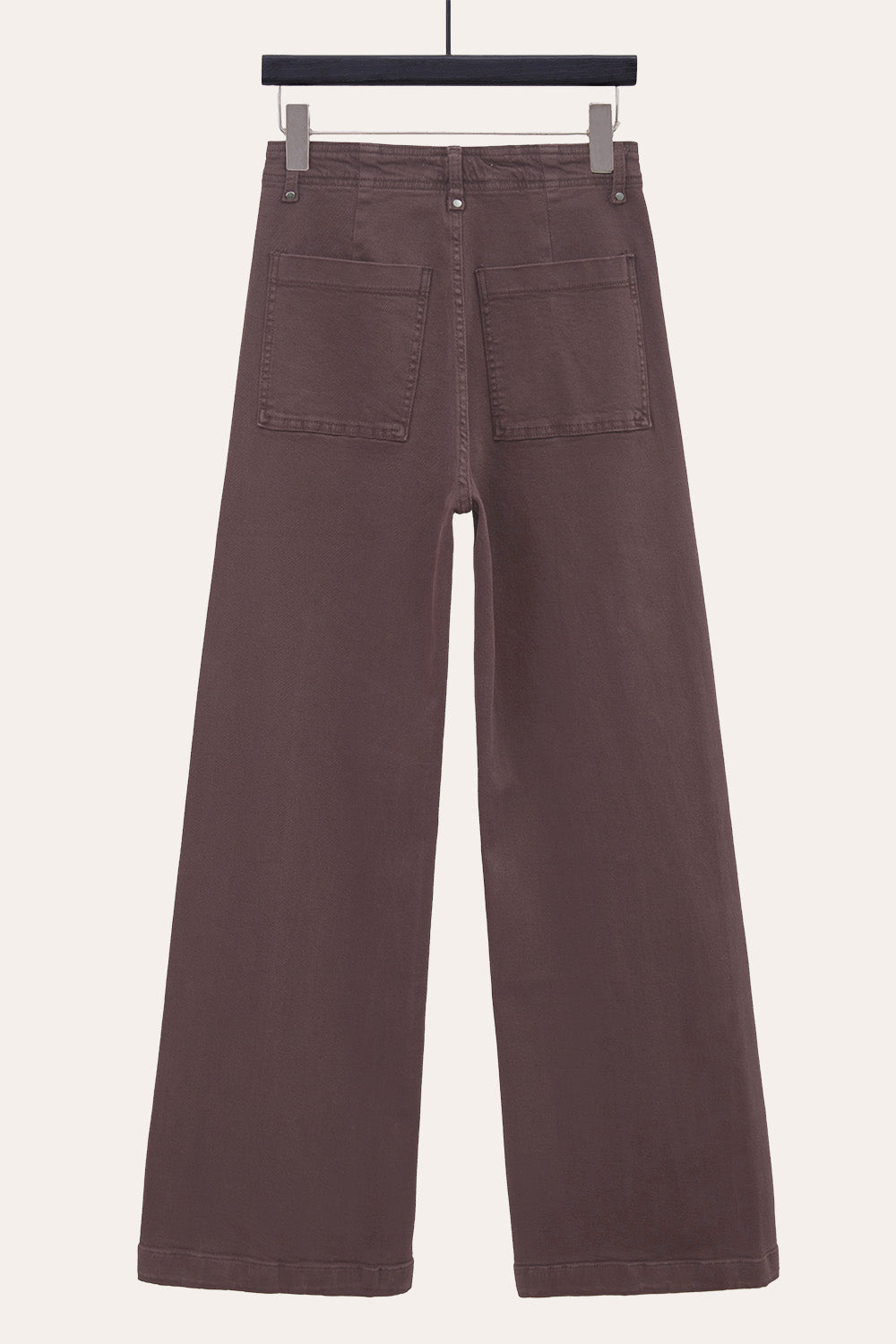 Pintuck Flare Jeans with Front Seam in Chocolate