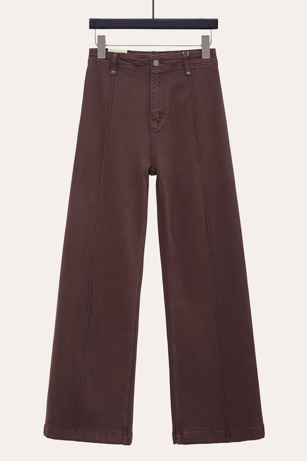 Pintuck Flare Jeans with Front Seam in Chocolate
