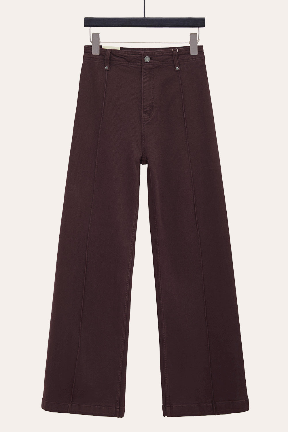 Pintuck Flare Jeans with Front Seam in Dark Chocolate
