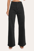 Pintuck Flare Jeans with Front Seam in Black