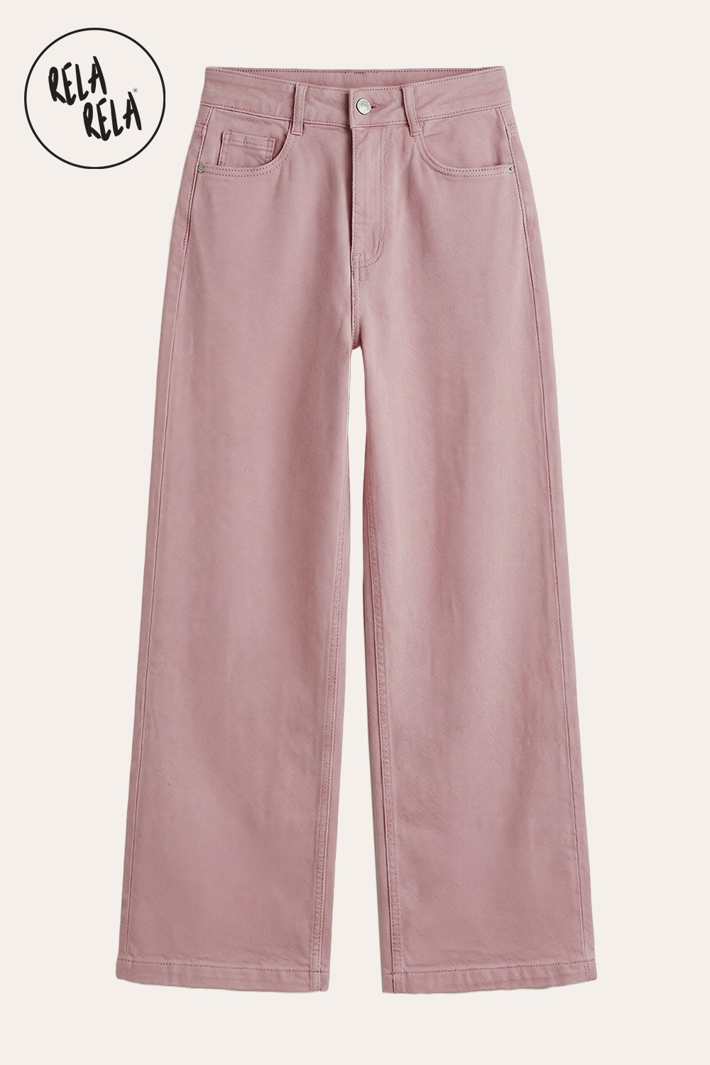 Stretchy Pastel Wide Leg Dad Fit Jeans in Pink