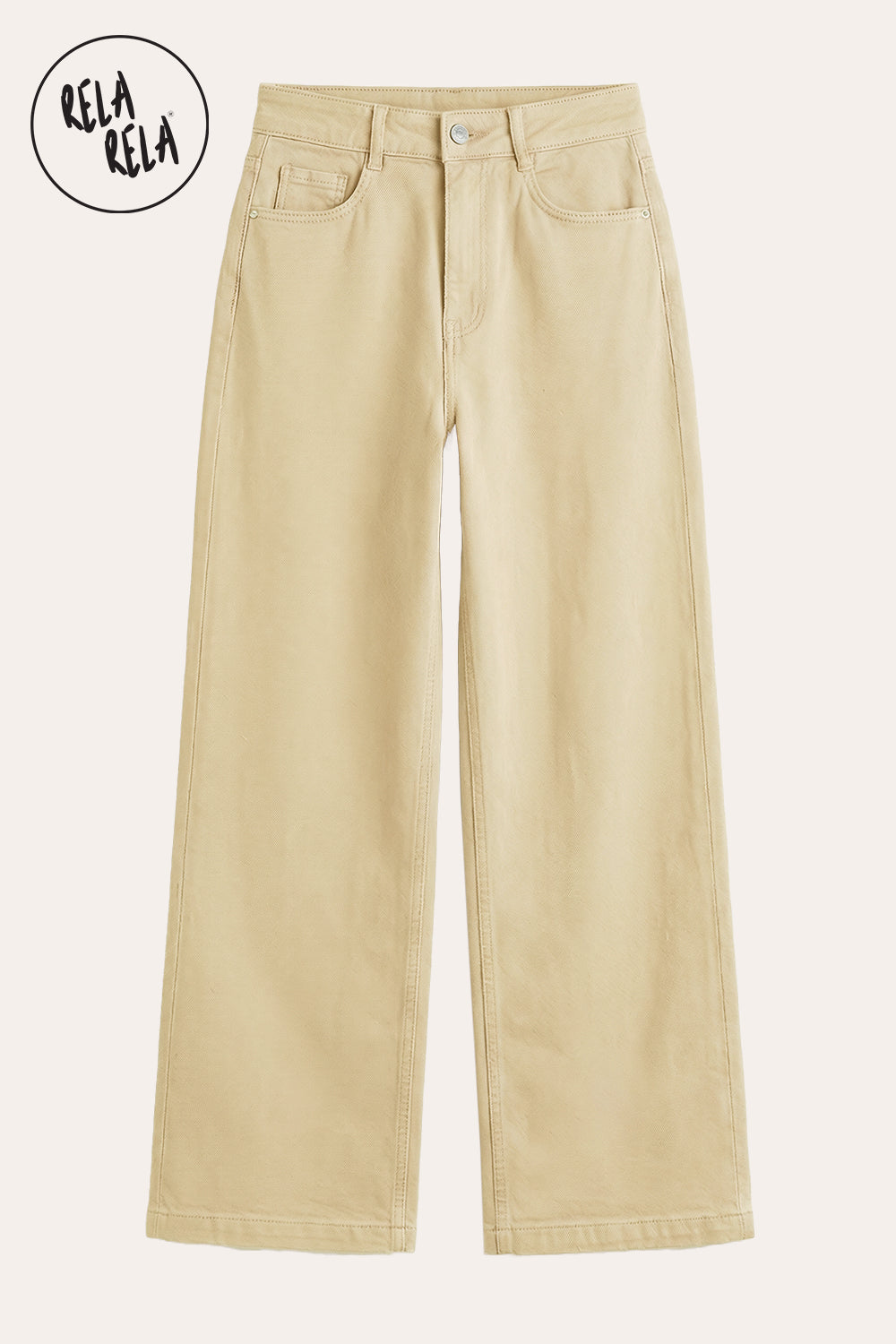 Stretchy Pastel Wide Leg Dad Fit Jeans in Lemon