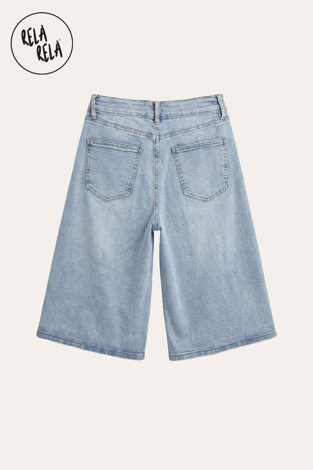 Distressed Baggy Fit Denim Jorts in Light Blue