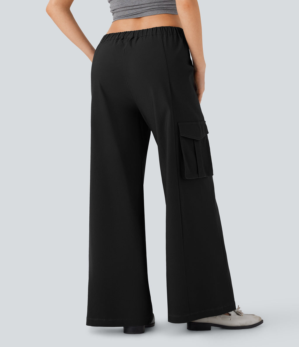 Low Rise Wide Leg Casual Cargo Pants with Pockets