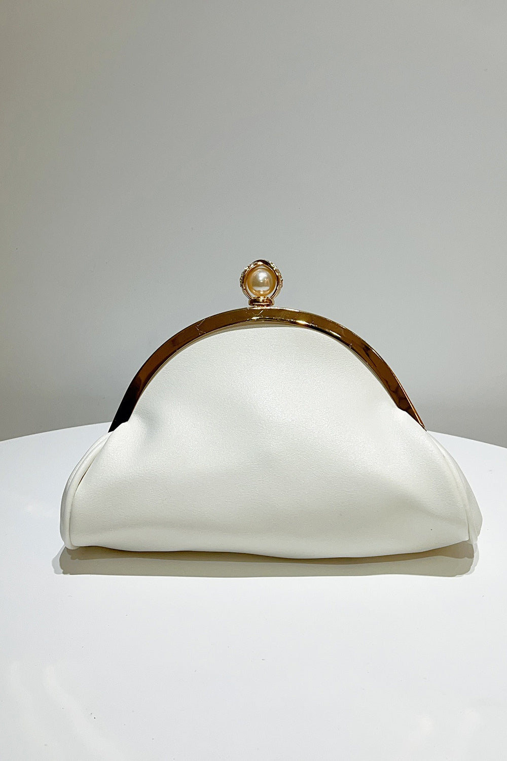 Rhinestone Embellished Ruched PU Leather Evening Clutch Bag