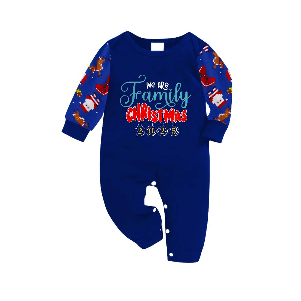 Christmas Family Matching Pajamas-Cozy Blue Pjs Set with "We Are Family Christmas 2025"  Print