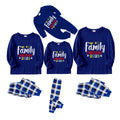Christmas Family Matching Pajamas-Navy & White Plaid Pjs Set with "We Are Family Christmas 2025" Colorful Text Print