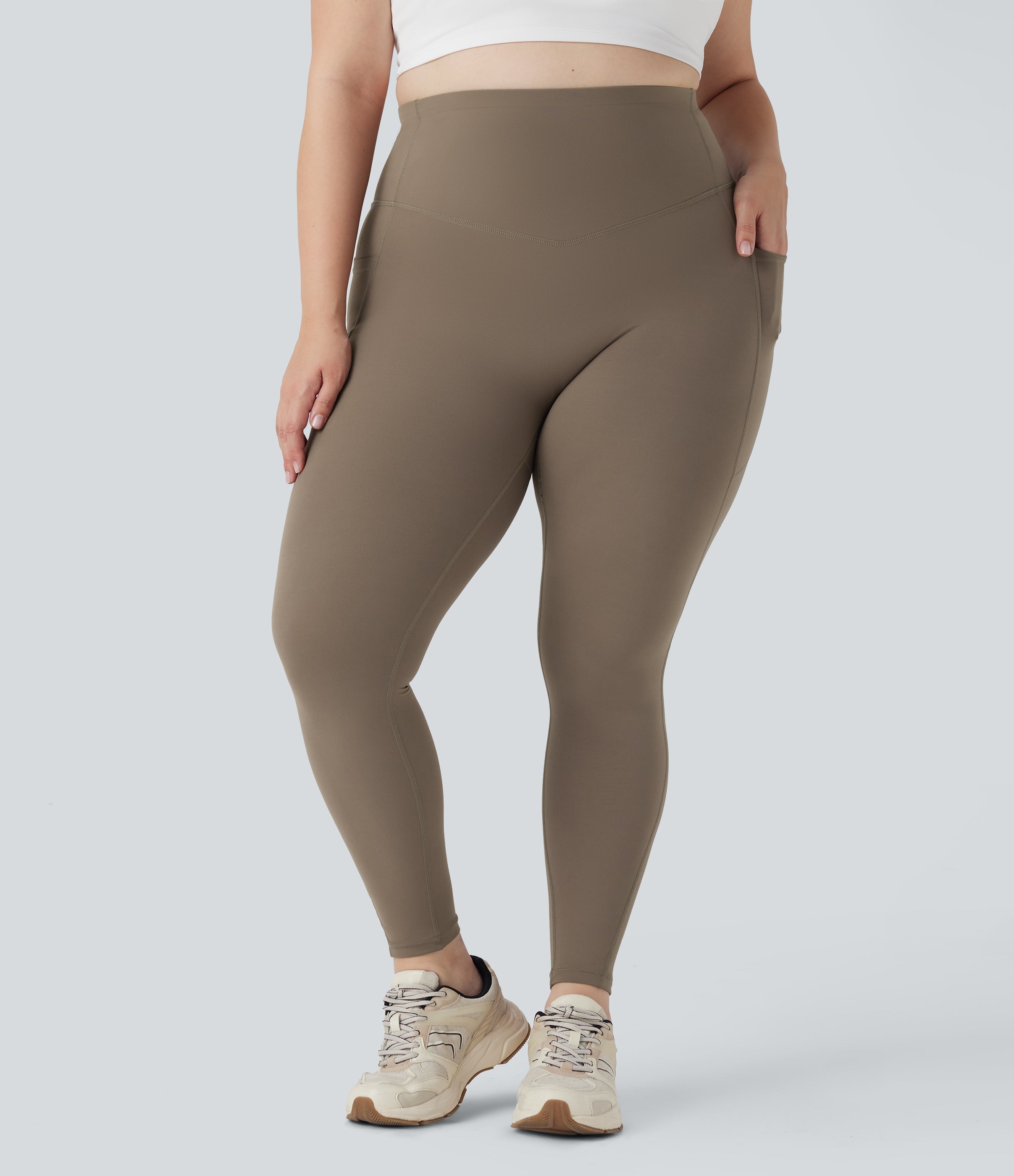 Plus Size UltraSculptTM SoCinched High Waisted Butt Lifting Tummy Control Shaping Training Leggings with Pockets