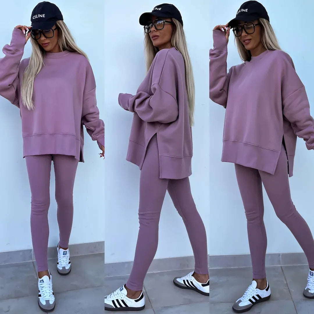 2025 New Suits Casual Loose Tops Leggings 2-piece Set Women's Sweatshirt Autumn And Winter Suits Fashionable Women
