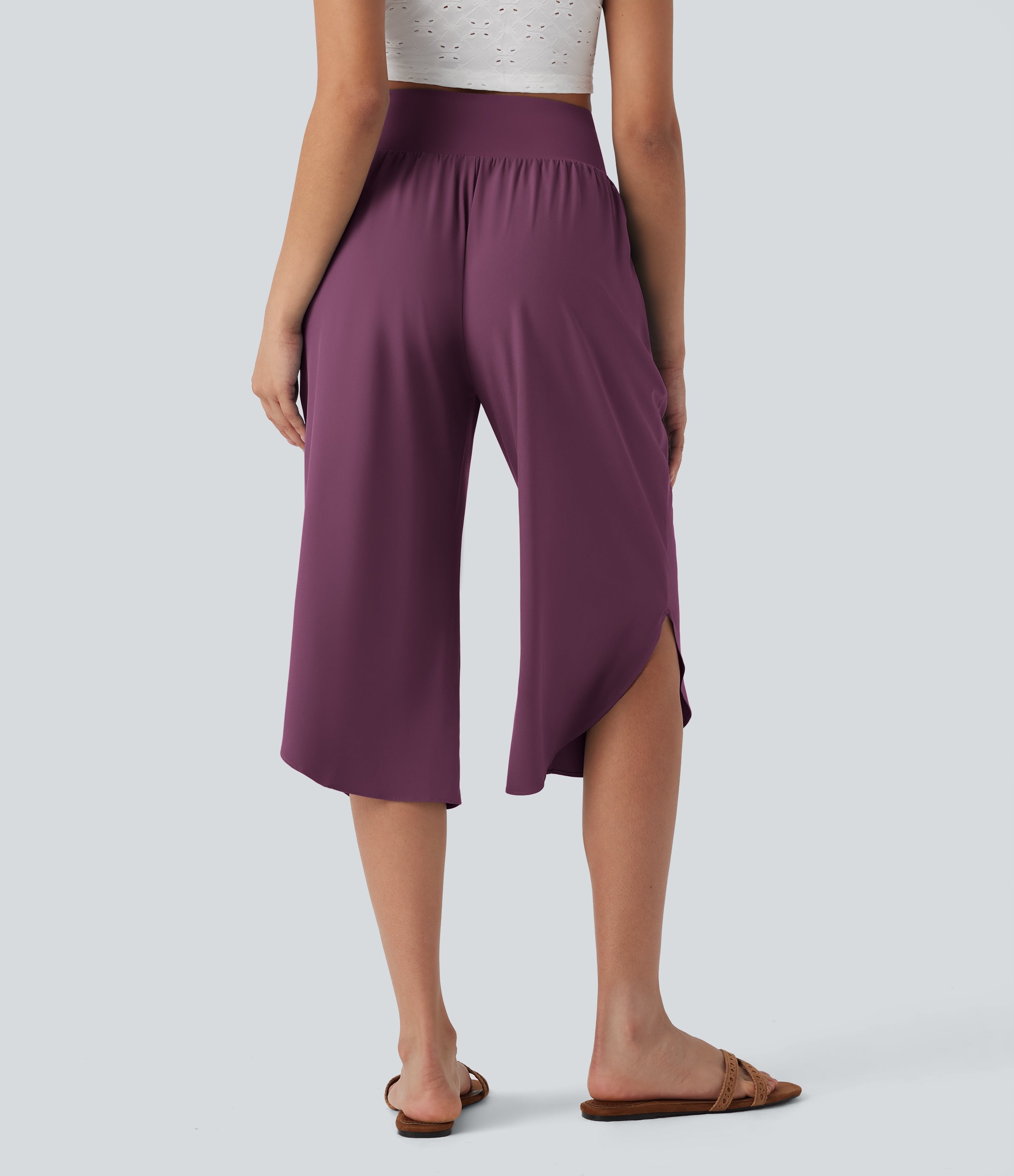 BreezefulTM SoCinched High Waisted Tummy Control Hem Quick Dry Capri Pants with Pockets