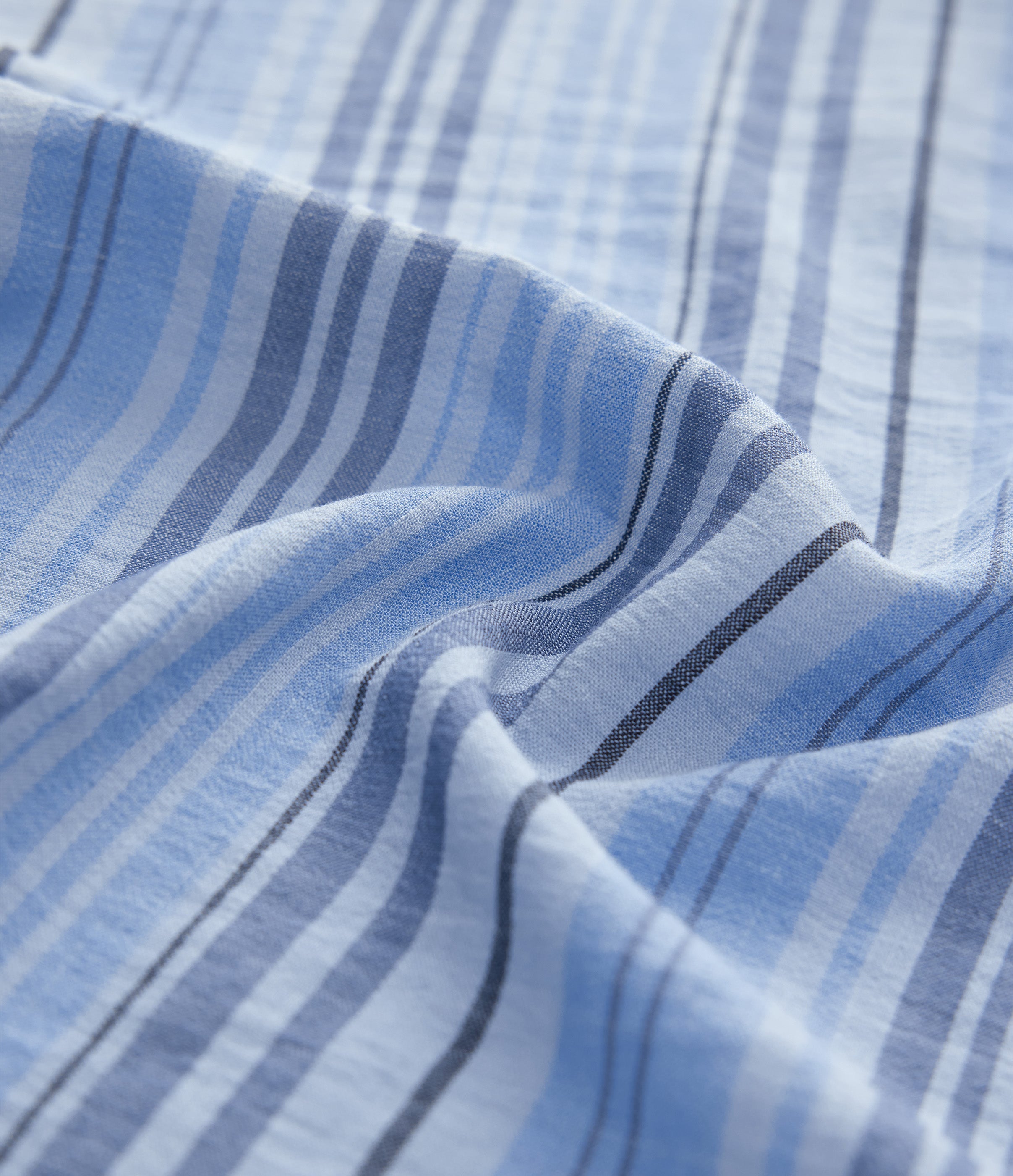 Short Sleeve Stripe Work Linen-Feel Shirt