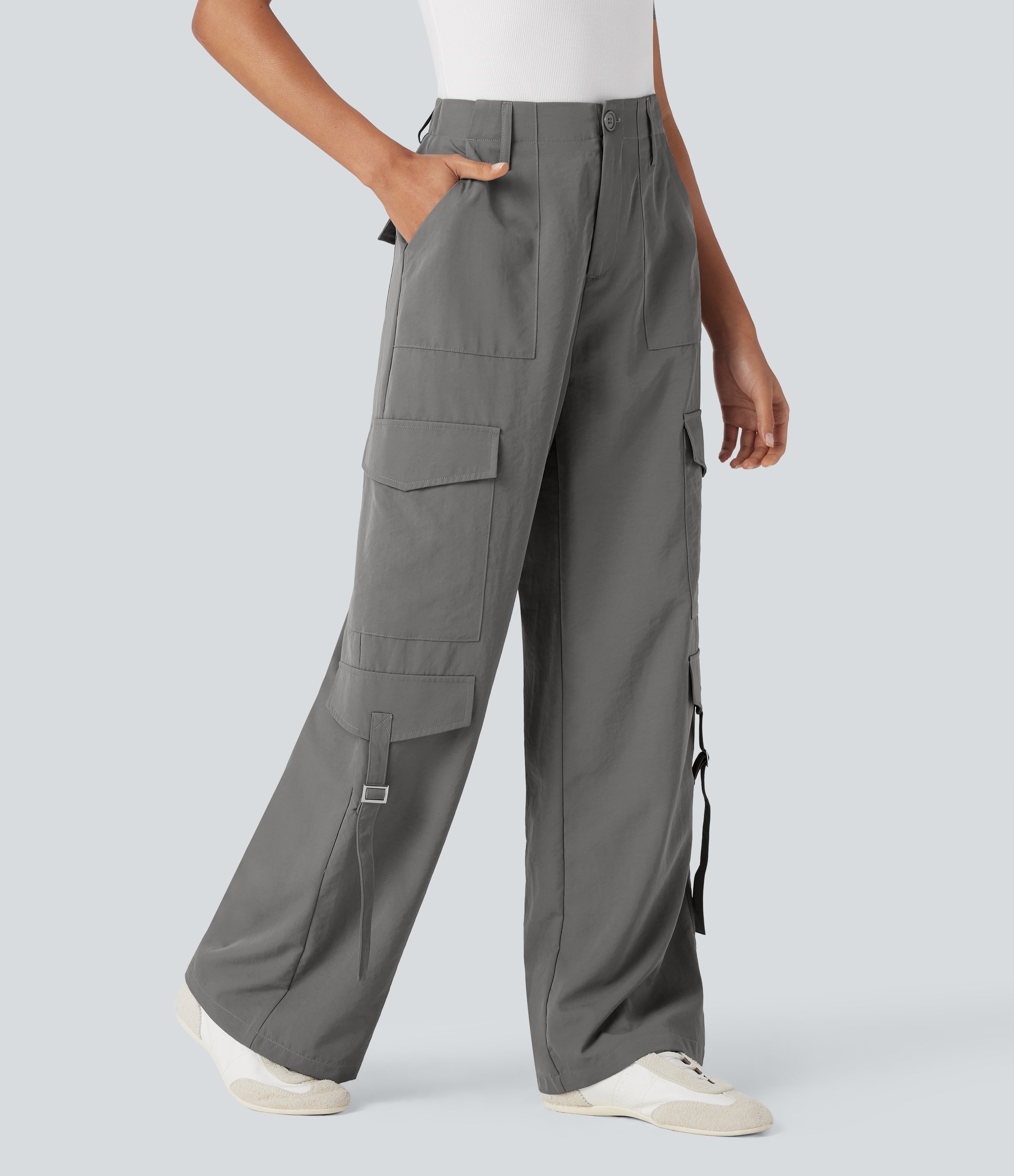 High Waisted Travel Cargo Pants with Pockets