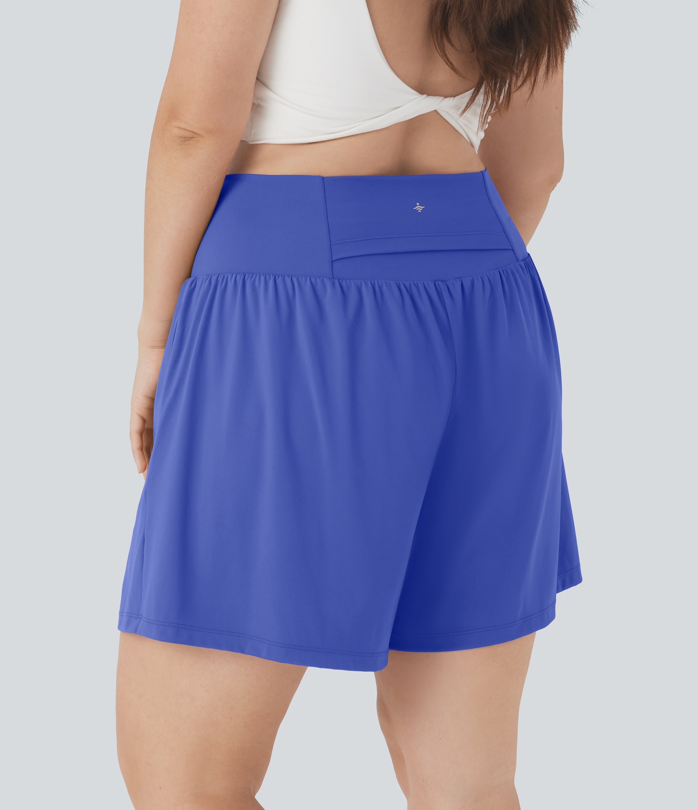 SoftlyZeroTM Airy Super High Waisted 2-in-1 Cool Touch Yoga Plus Size Shorts 7" with Pockets