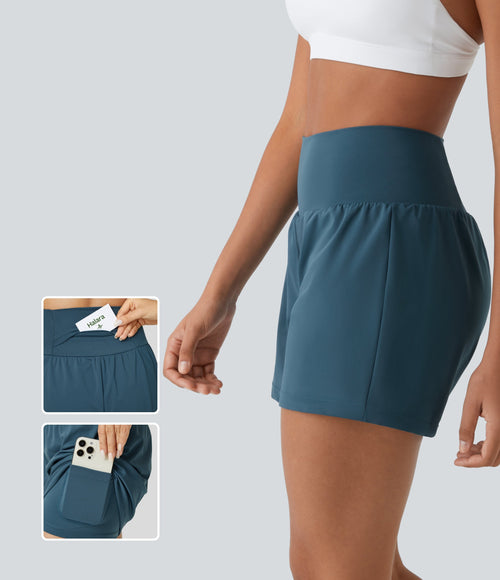 2026🔥UK Super High Waisted Back Pocket & Side Hidden Pocket 2-in-1 Yoga Shorts