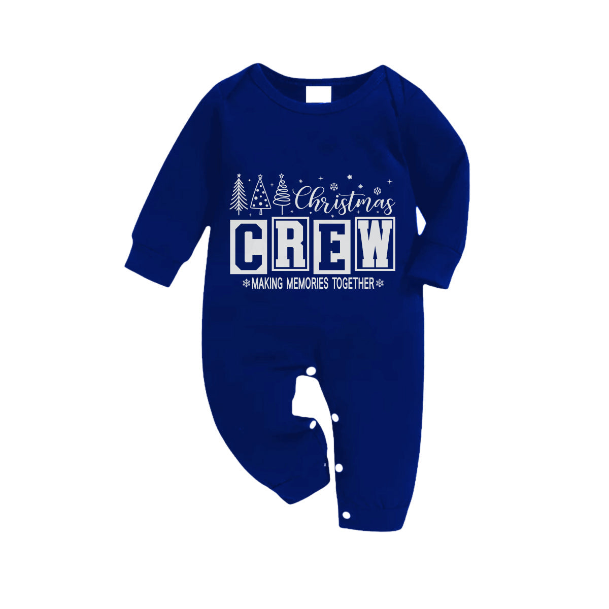 Christmas Family Matching Pajamas-Navy & White Plaid Pjs Set with "Christmas Crew Making Memories Together" Print