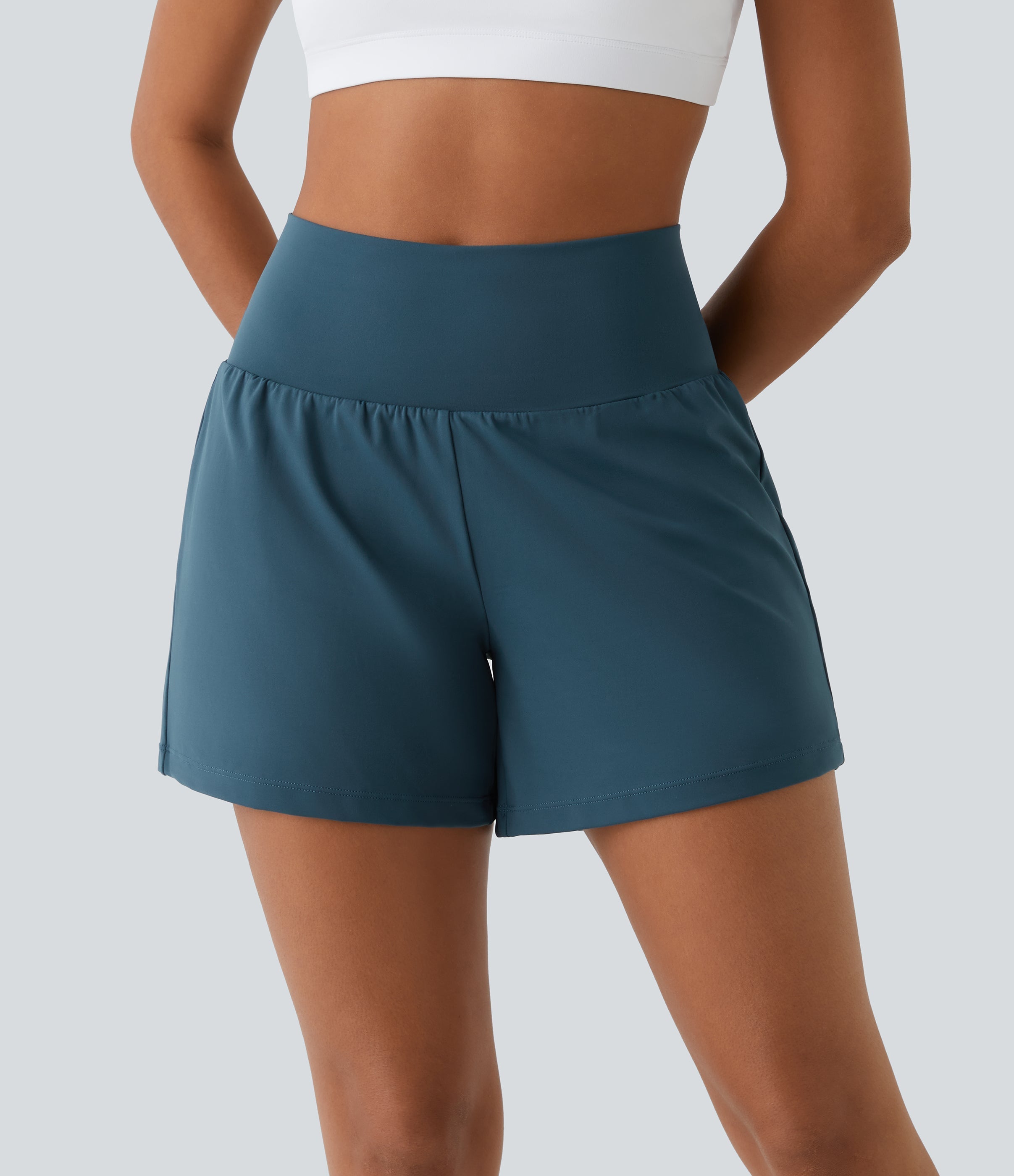 2026🔥UK Super High Waisted Back Pocket & Side Hidden Pocket 2-in-1 Yoga Shorts