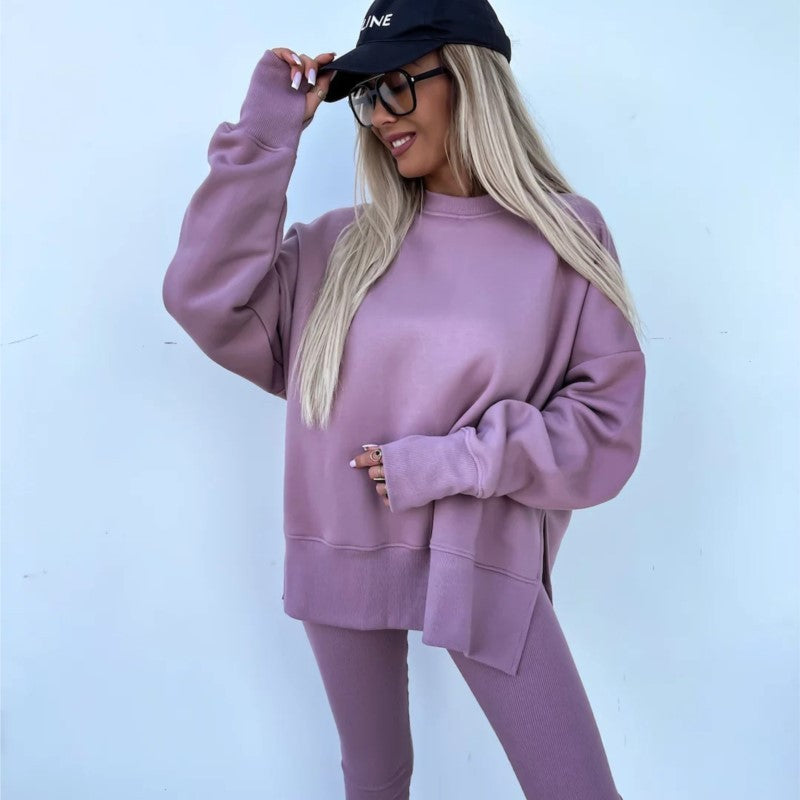 2025 New Suits Casual Loose Tops Leggings 2-piece Set Women's Sweatshirt Autumn And Winter Suits Fashionable Women