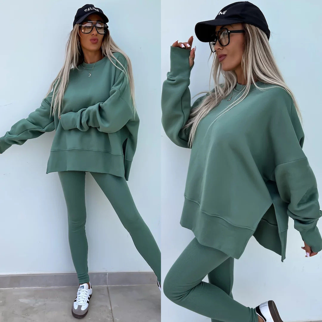 2025 New Suits Casual Loose Tops Leggings 2-piece Set Women's Sweatshirt Autumn And Winter Suits Fashionable Women