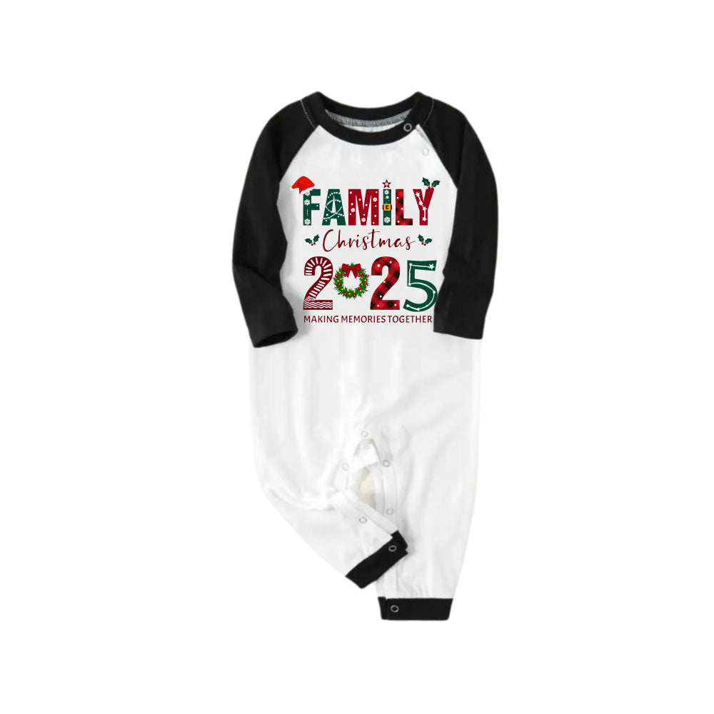 Black Raglan Top Green Plaid Christmas Pajamas Set With Christmas Holiday Text