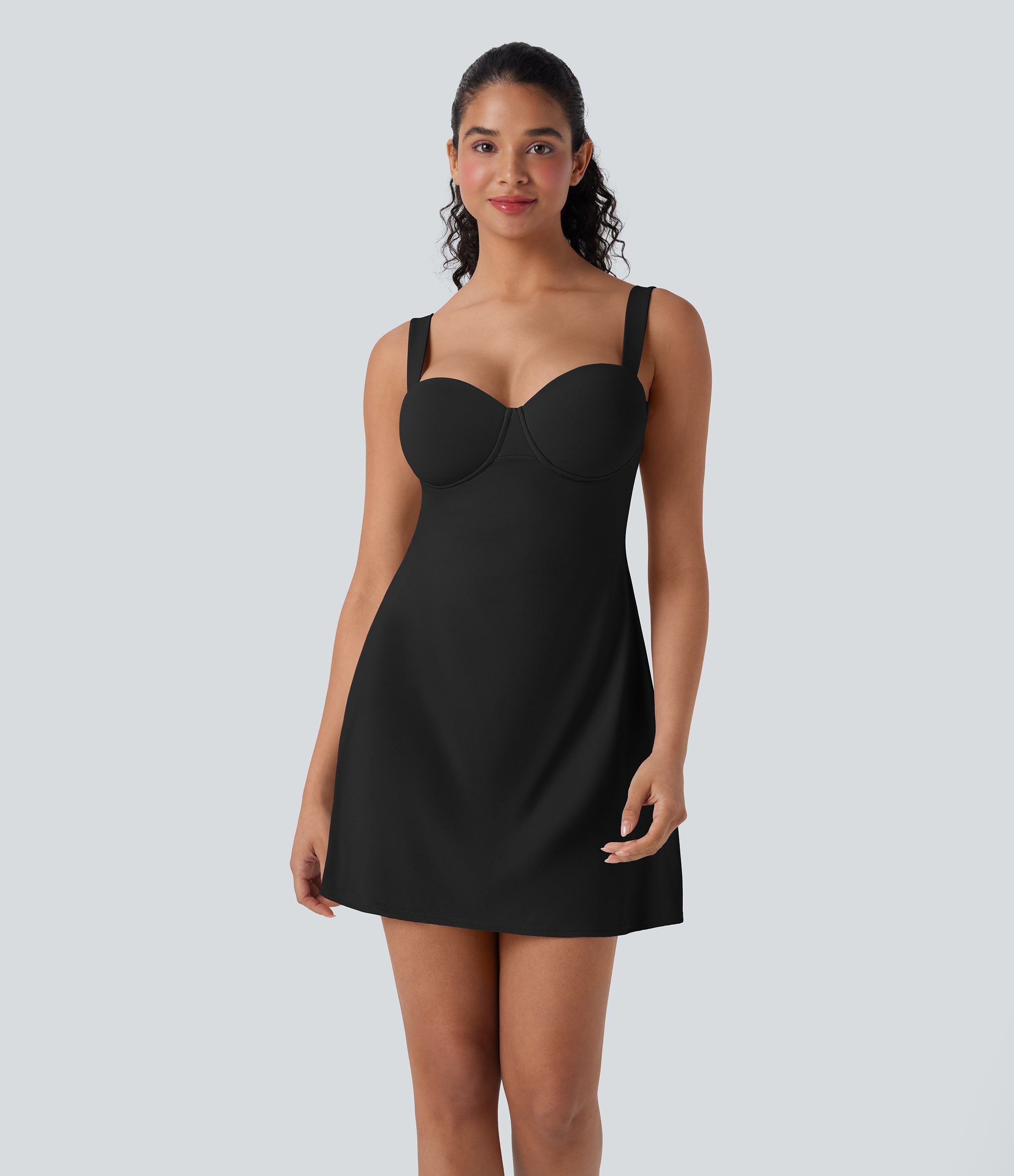 BreezefulTM Push-Up Molded Cups Backless Adjustable Buckle Tie Back Quick Dry Tennis Dress-Easy Peezy