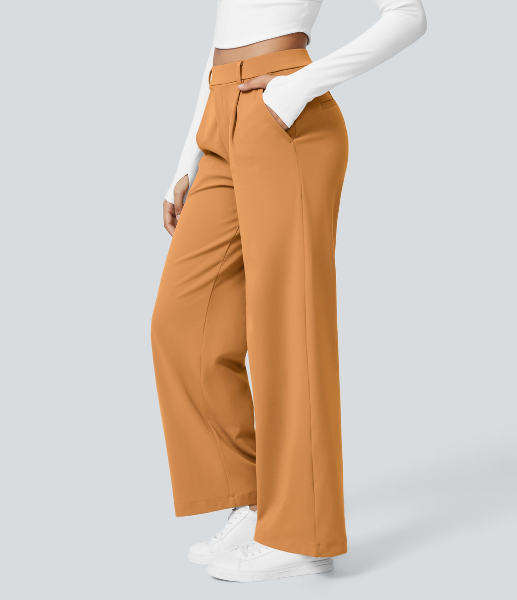 2026🔥 FlexTM High Waisted Pocket Straight Leg Work Pants