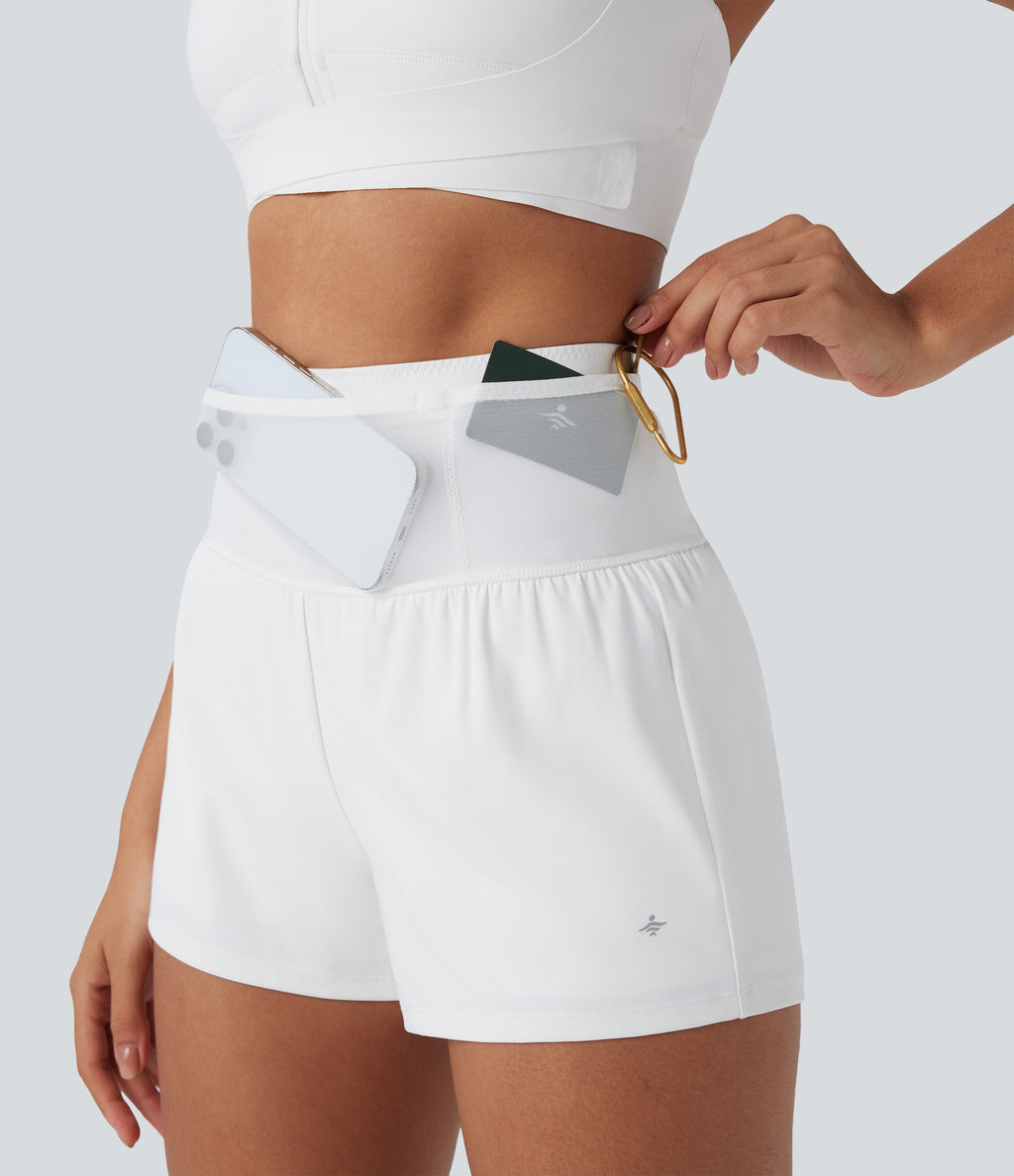 SpeedWaveTM High Waisted Contrast Mesh 2-in-1 Quick Dry Running Shorts with Pockets