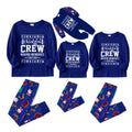 Christmas Family Matching Pajamas-Cozy Blue Pjs Set with "Christmas Crew Making Memories Together"  and Christmas Pattern Print