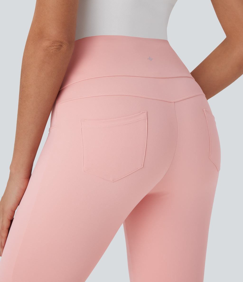 Mid Rise Lace Up Capri Casual Pants with Pockets