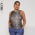 Classic Gradient Leopard Print Sleeveless Crew Neck Top